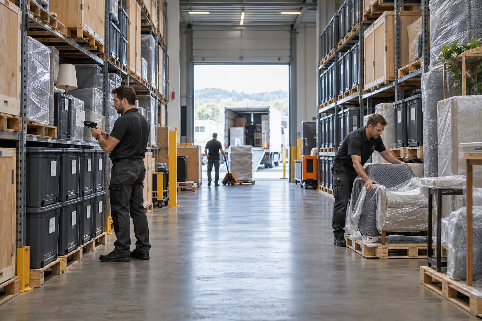 Repräsentative Szene: Einpackservice in der Schweiz für geschützte Umzugsgüter wird fachgerecht vorbereitet
